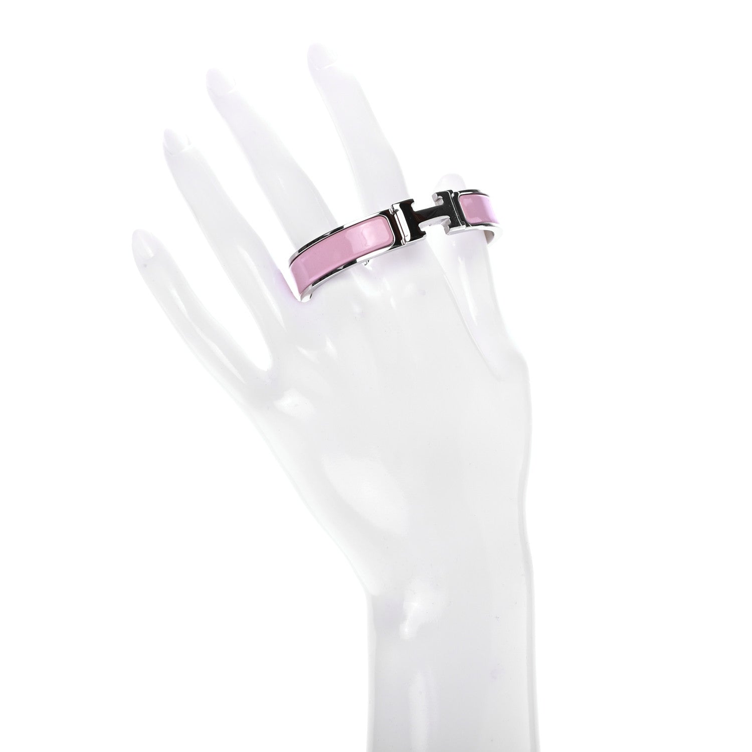 Hermes Enamel Narrow Clic Clac H Bracelet PM Rose Dragee 2 of 4