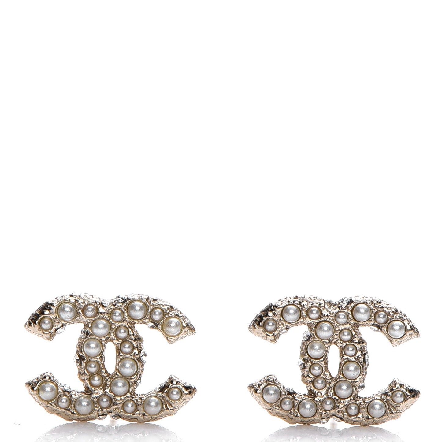 Crystal Pearl CC Earrings Light Gold