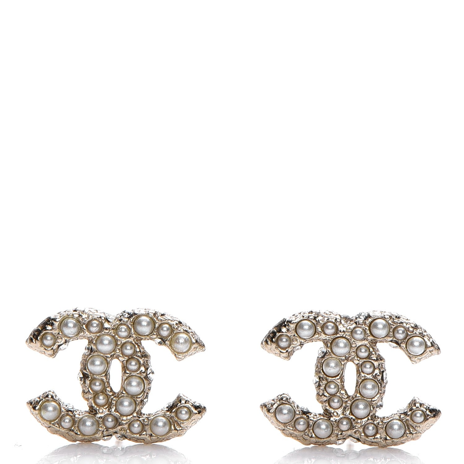 Chanel Crystal Pearl CC Earrings Light Gold 1 of 5
