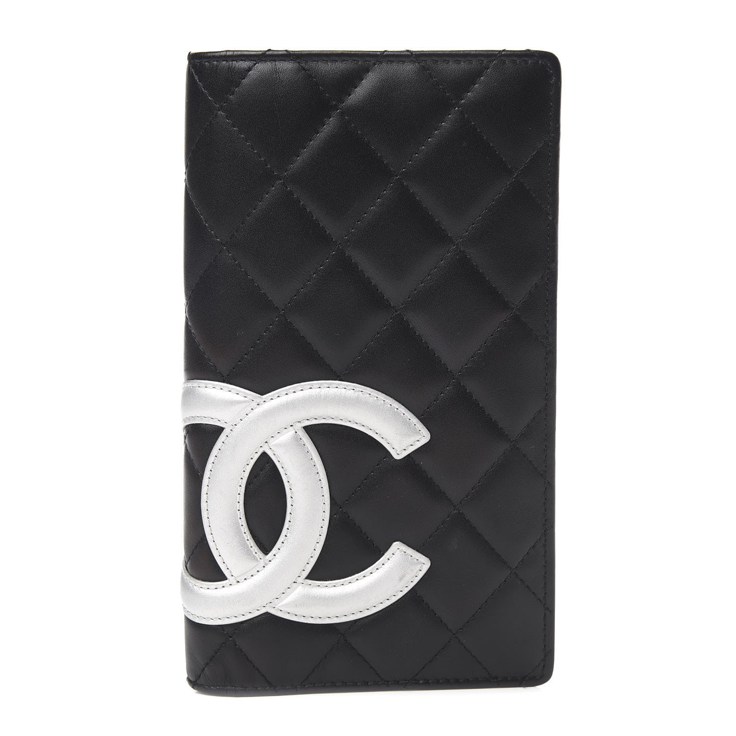 Chanel Calfskin Quilted Cambon Yen Wallet Black White 1 of 8
