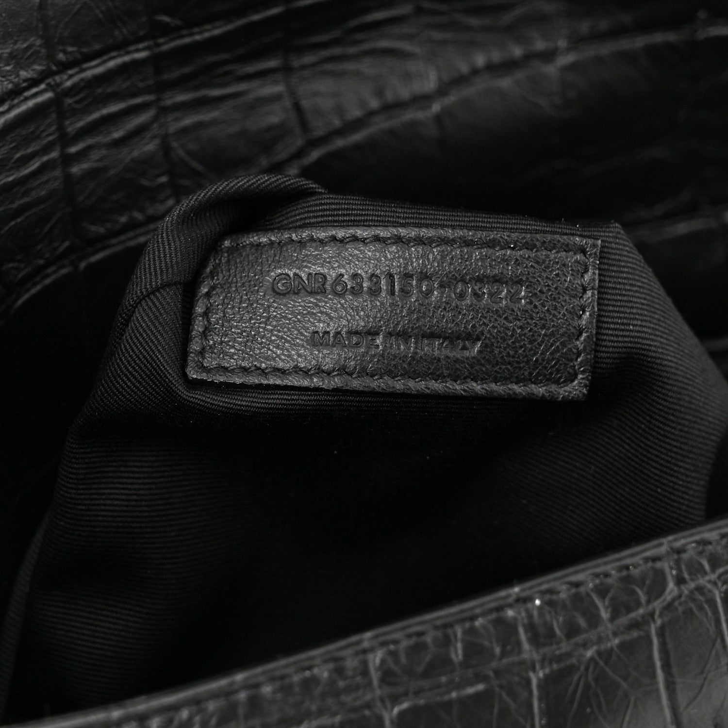 Saint Laurent Crinkled Calfskin Crocodile Embossed Monogram Medium Niki Chain Satchel Black 7 of 10