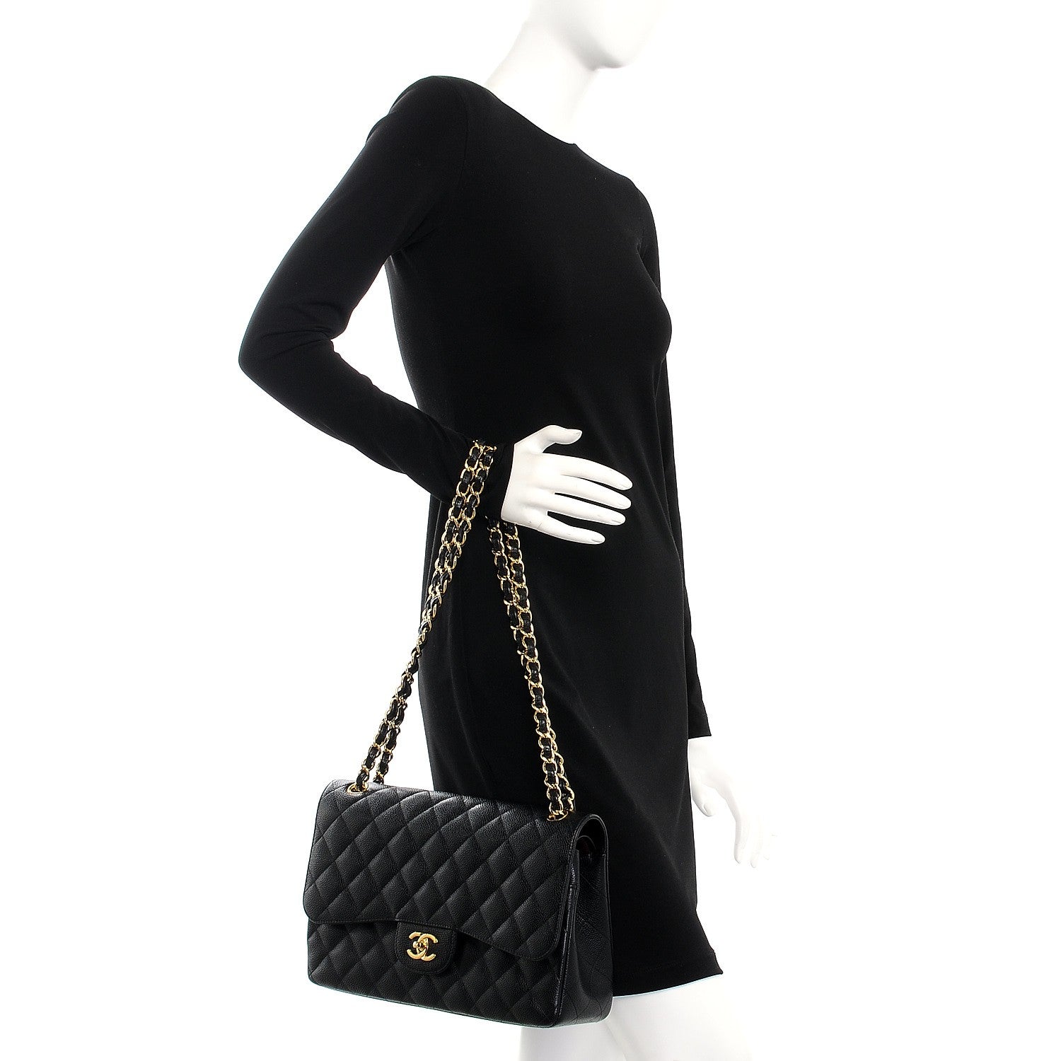 Chanel Caviar Quilted Jumbo Double Flap Black 3 of 9