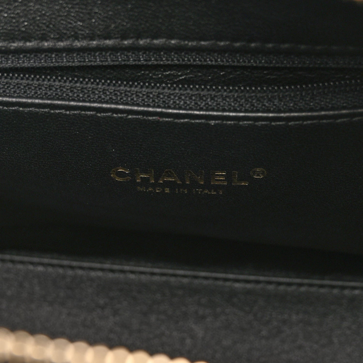 Chanel Caviar Lizard Quilted Coco Handle Bowler Black 6 of 10