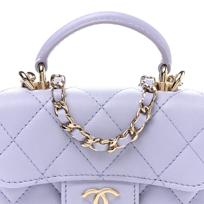 Chanel Lambskin Quilted Top Handle Flap Coin Purse With Chain Light Purple 9 of 11