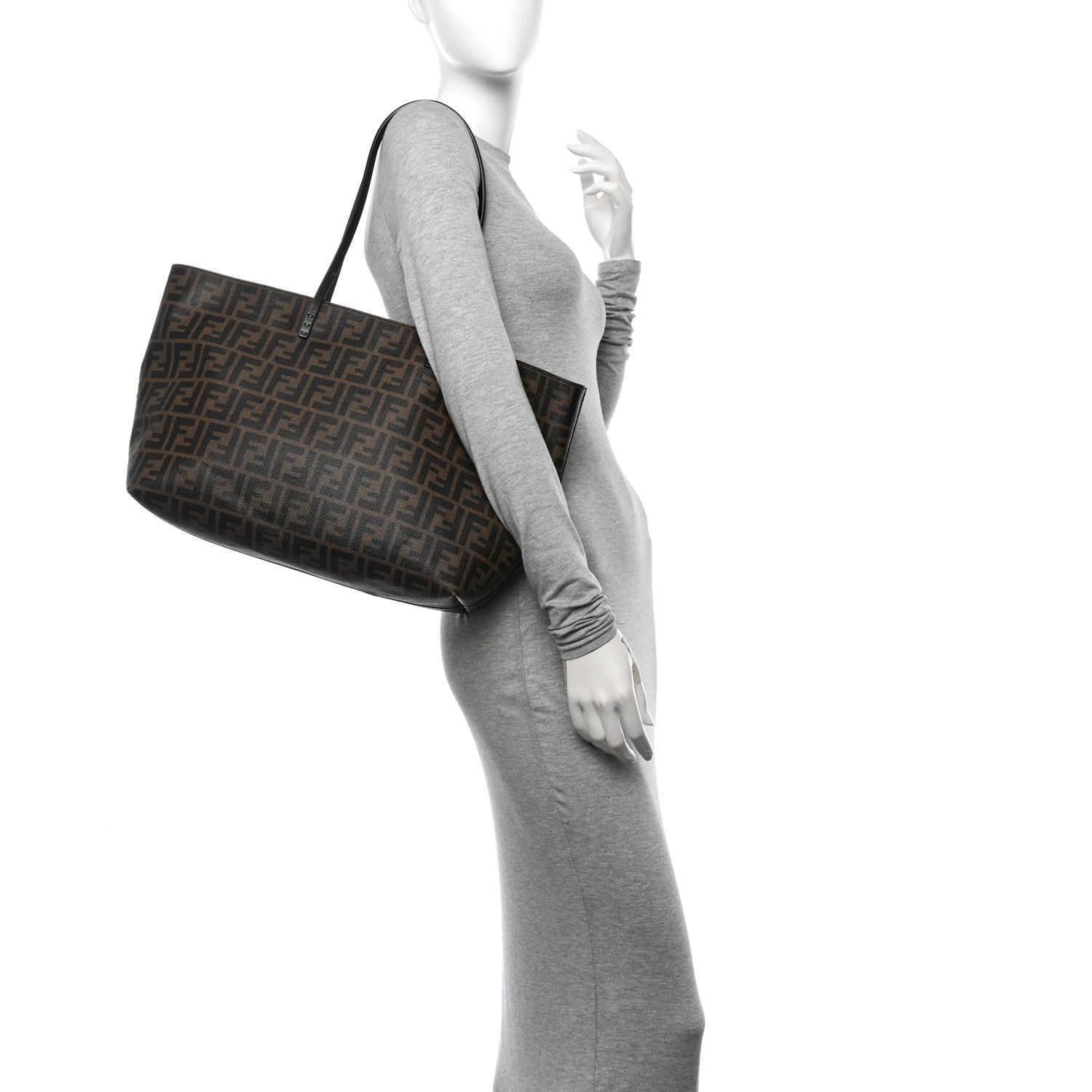 Fendi Zucca Spalmati Medium Roll Tote Tobacco Pavone 2 of 12