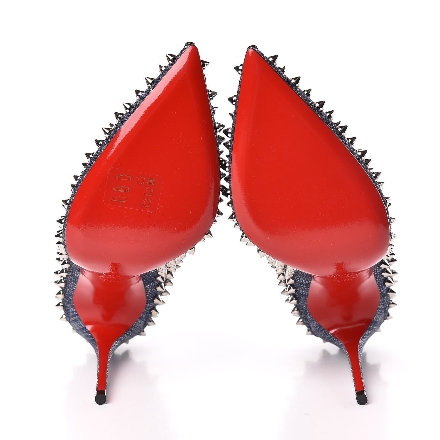 Christian Louboutin Denim Lame Lux Follies Spikes 100 Pumps 39.5 Silver 5 of 8
