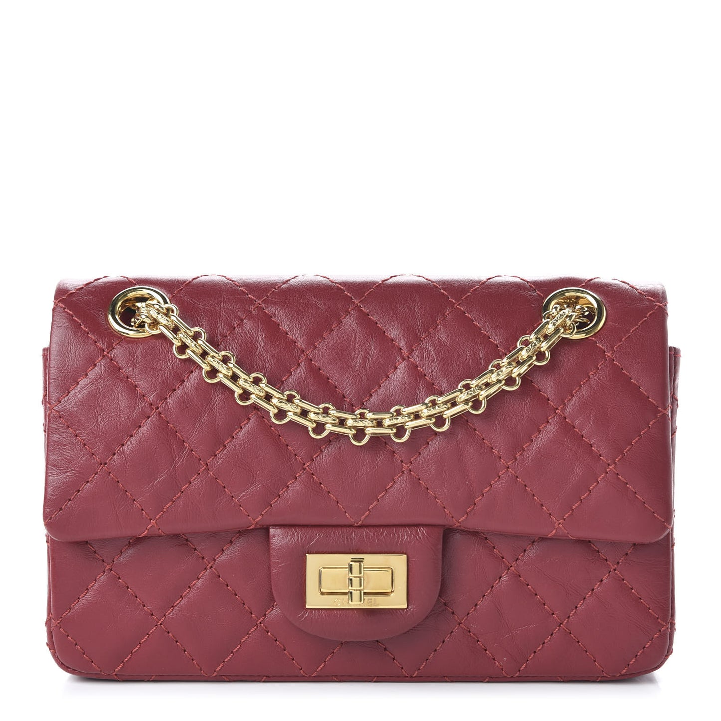 Aged Calfskin Quilted 2.55 Reissue Mini Flap Red
