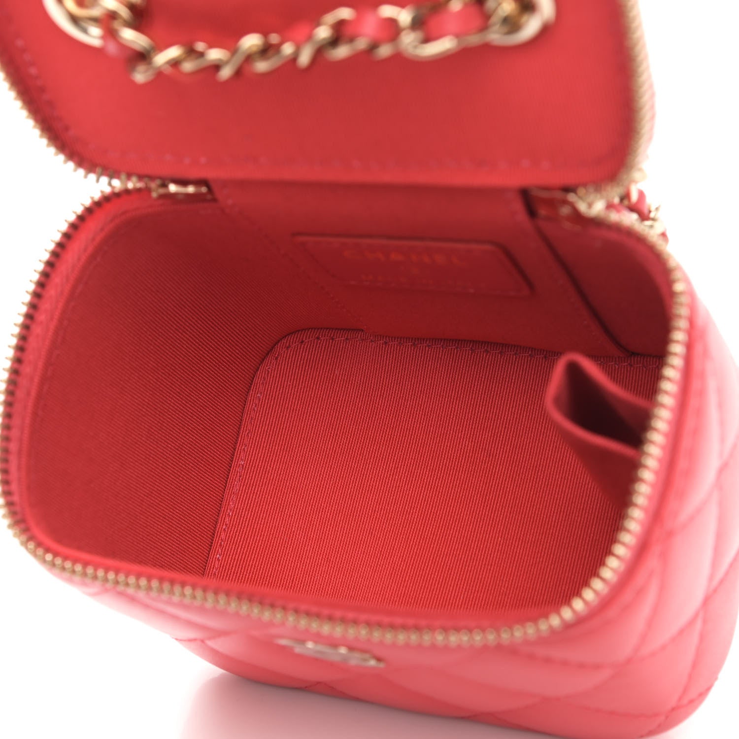 Chanel Lambskin Quilted Mini Vanity Case With Chain Dark Pink 5 of 11