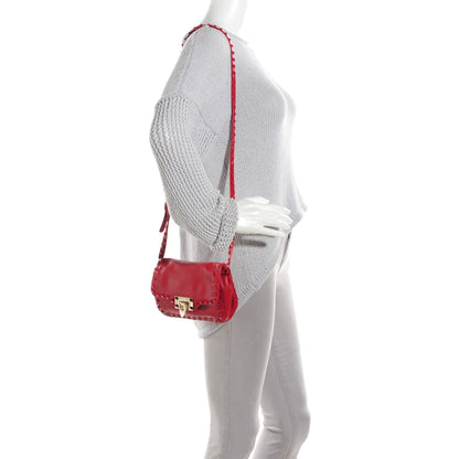 Valentino Garavani Vitello Monochrome Mini Rockstud Flap Saddle Crossbody Bag Rosso Valentino 2 of 6