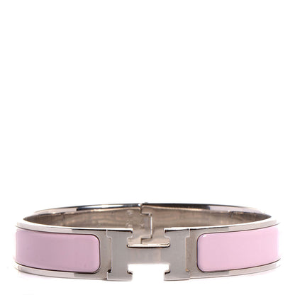 Hermes Enamel Narrow Clic Clac H Bracelet PM Rose Dragee 1 of 5