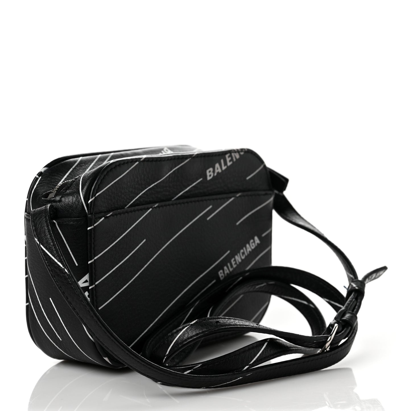 Calfskin Logo Print XS Everyday Camera Bag Black White