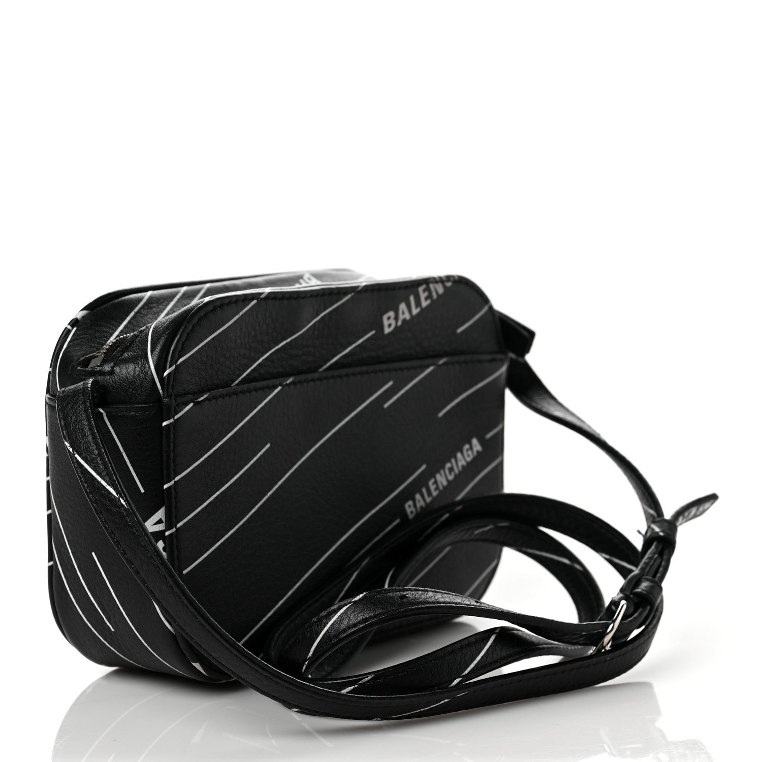 Balenciaga Calfskin Logo Print XS Everyday Camera Bag Black White 2 of 7
