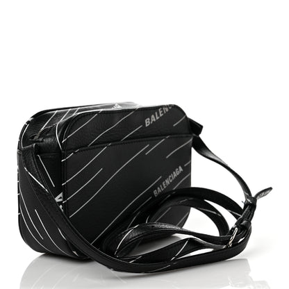Balenciaga Calfskin Logo Print XS Everyday Camera Bag Black White 2 of 7