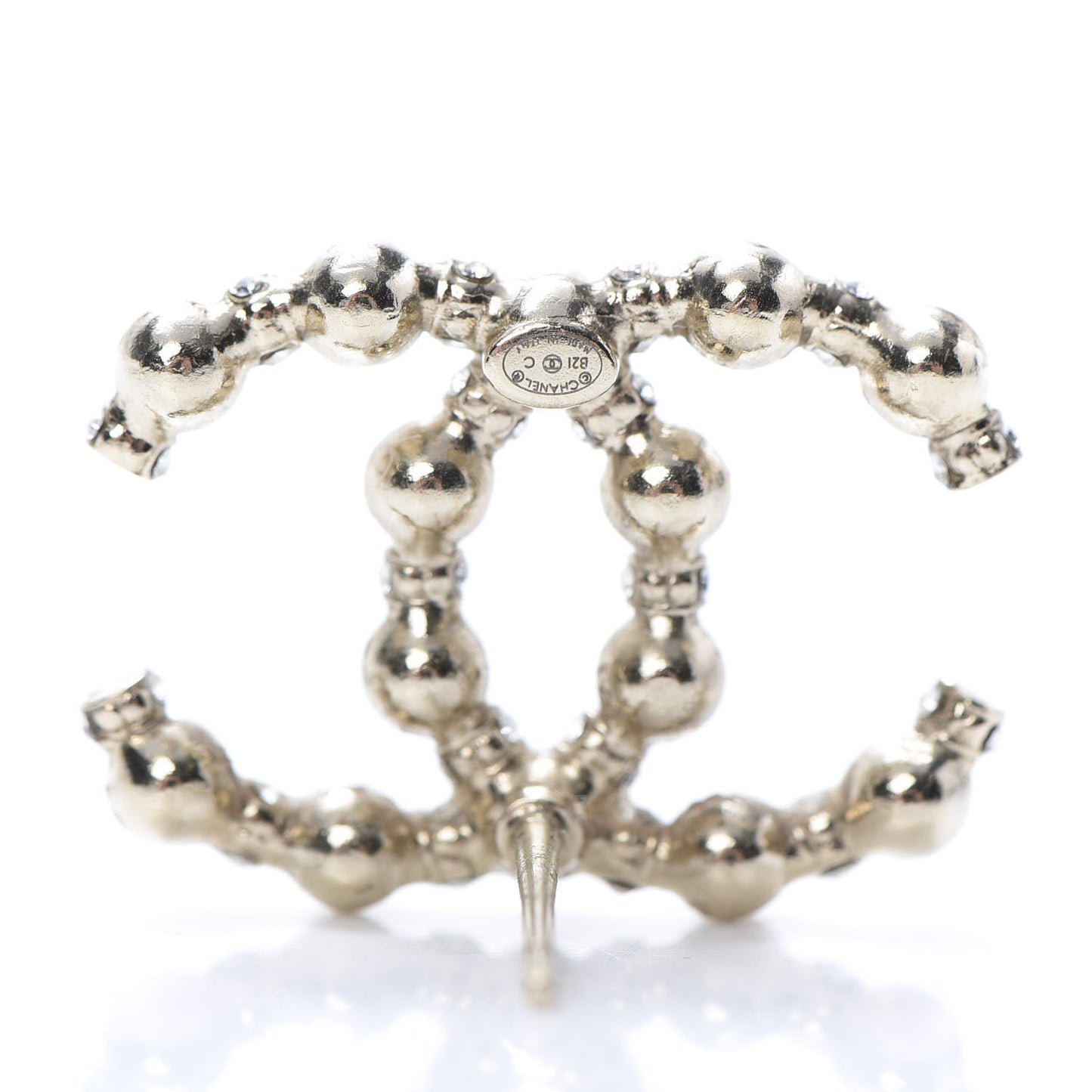 Pearl Crystal Nefertiti CC Earrings Gold