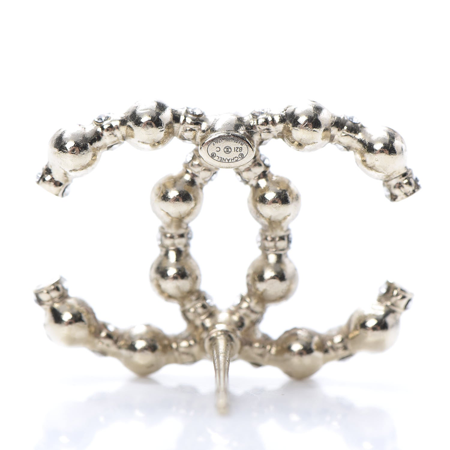 Chanel Pearl Crystal Nefertiti CC Earrings Gold 4 of 5