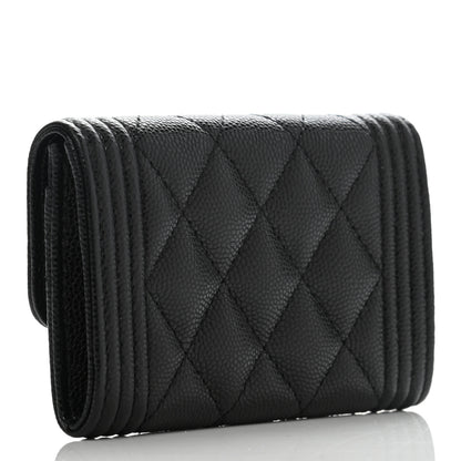 Chanel Caviar Quilted Boy Flap Card Holder Black 3 of 9