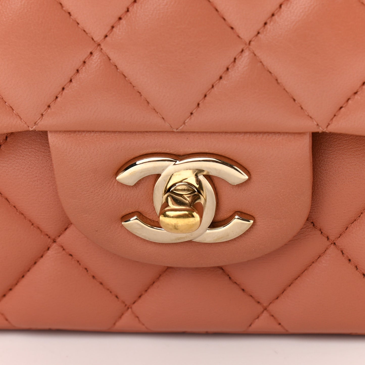 Lambskin Quilted Medium Double Flap Coral
