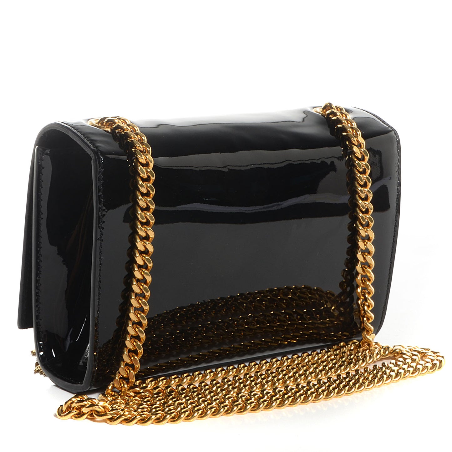 Patent Small Classic Monogram Kate Tassel Satchel Black