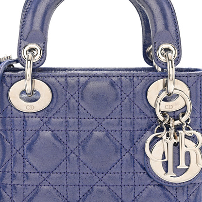 Christian Dior Metallic Lambskin Cannage Mini Lady Dior Dew Bleu 5 of 9