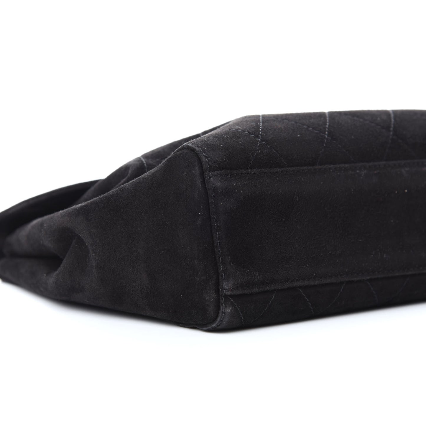 Suede Diamond Stitched Flap Bag Black