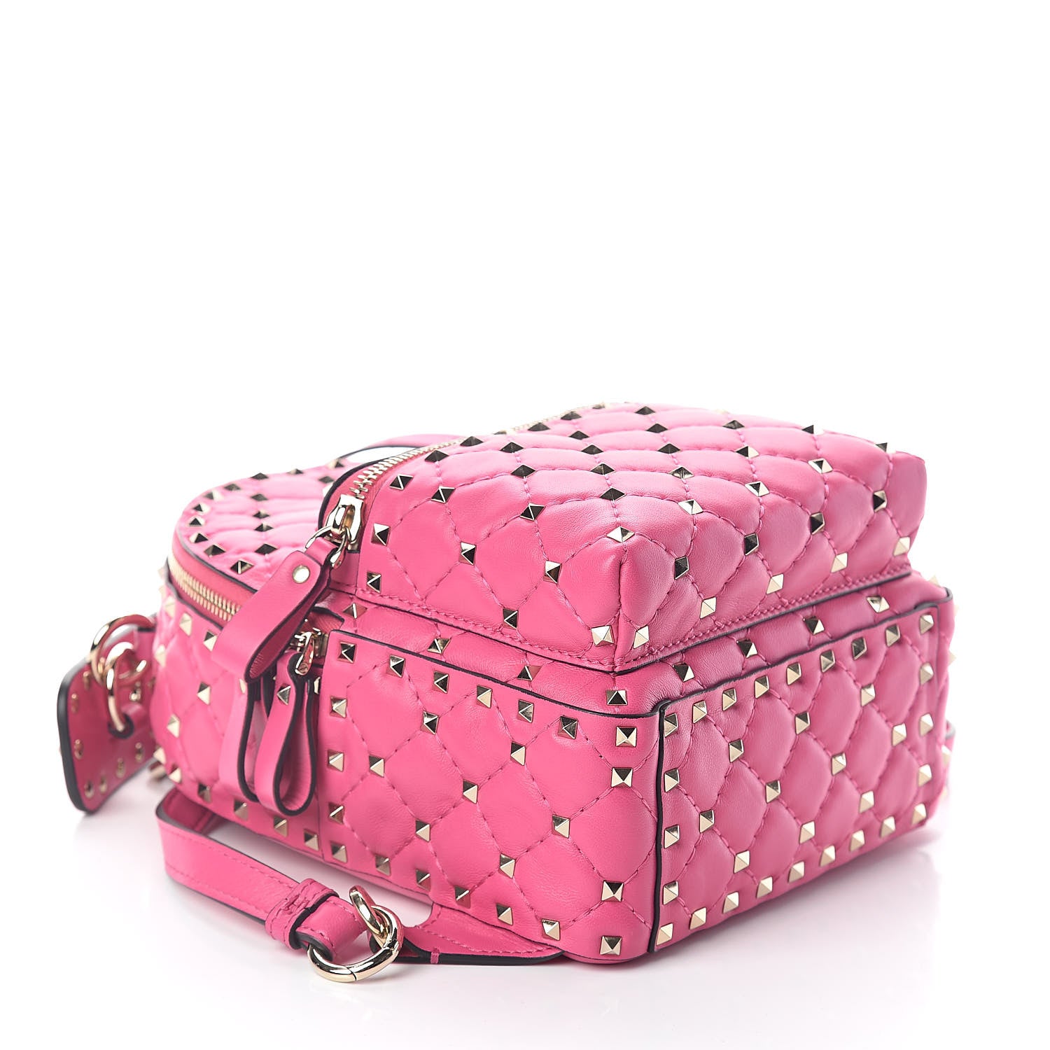 Valentino Garavani Nappa Quilted Mini Rockstud Spike Backpack Peony 4 of 9