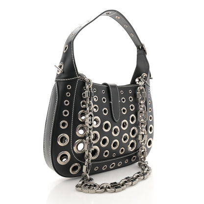 Gucci Calfskin Ha Ha Ha Jackie 1961 Eyelet Hobo Black 3 of 11