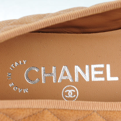 Chanel Caviar Patent CC Cap Toe Ballerina Flats 37.5 Brown 7 of 8