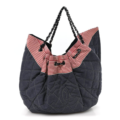 Chanel Denim Quilted Large Stretch Spirit Cabas Blue 1 of 10
