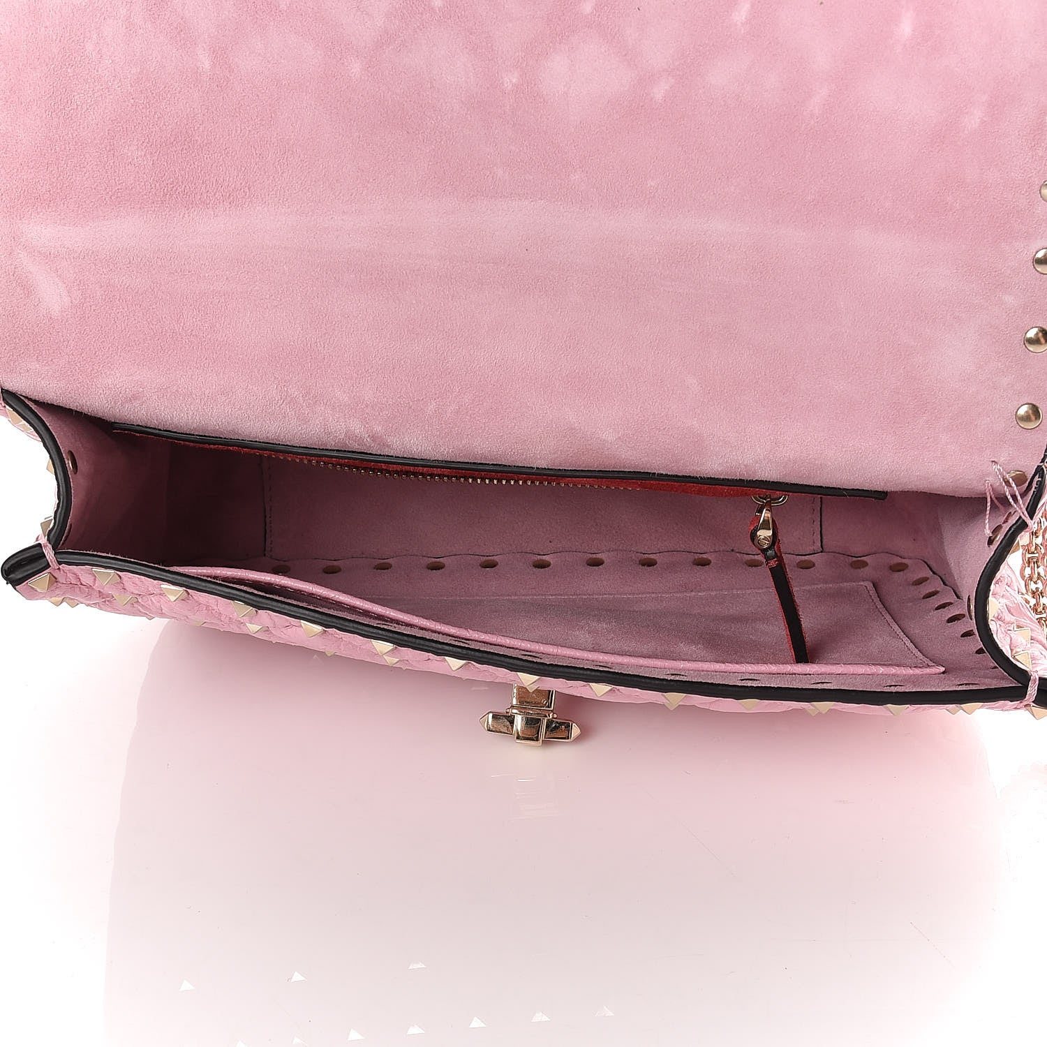 Valentino Garavani Craquele Nappa Medium Rockstud Spike Shoulder Bag Pink 6 of 11