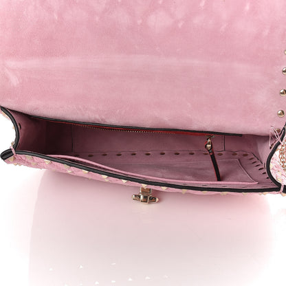 Valentino Garavani Craquele Nappa Medium Rockstud Spike Shoulder Bag Pink 5 of 12