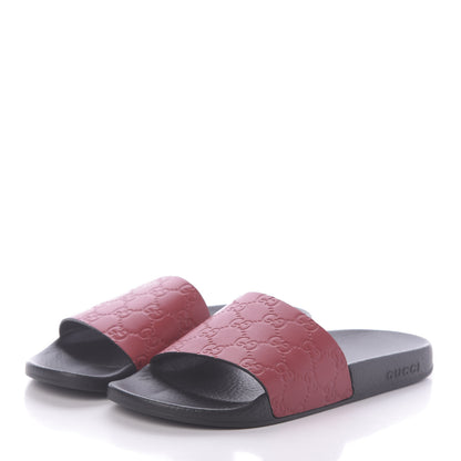 Gucci Guccissima Signature Womens Slide Sandals 40 Hibiscus Red 3 of 6