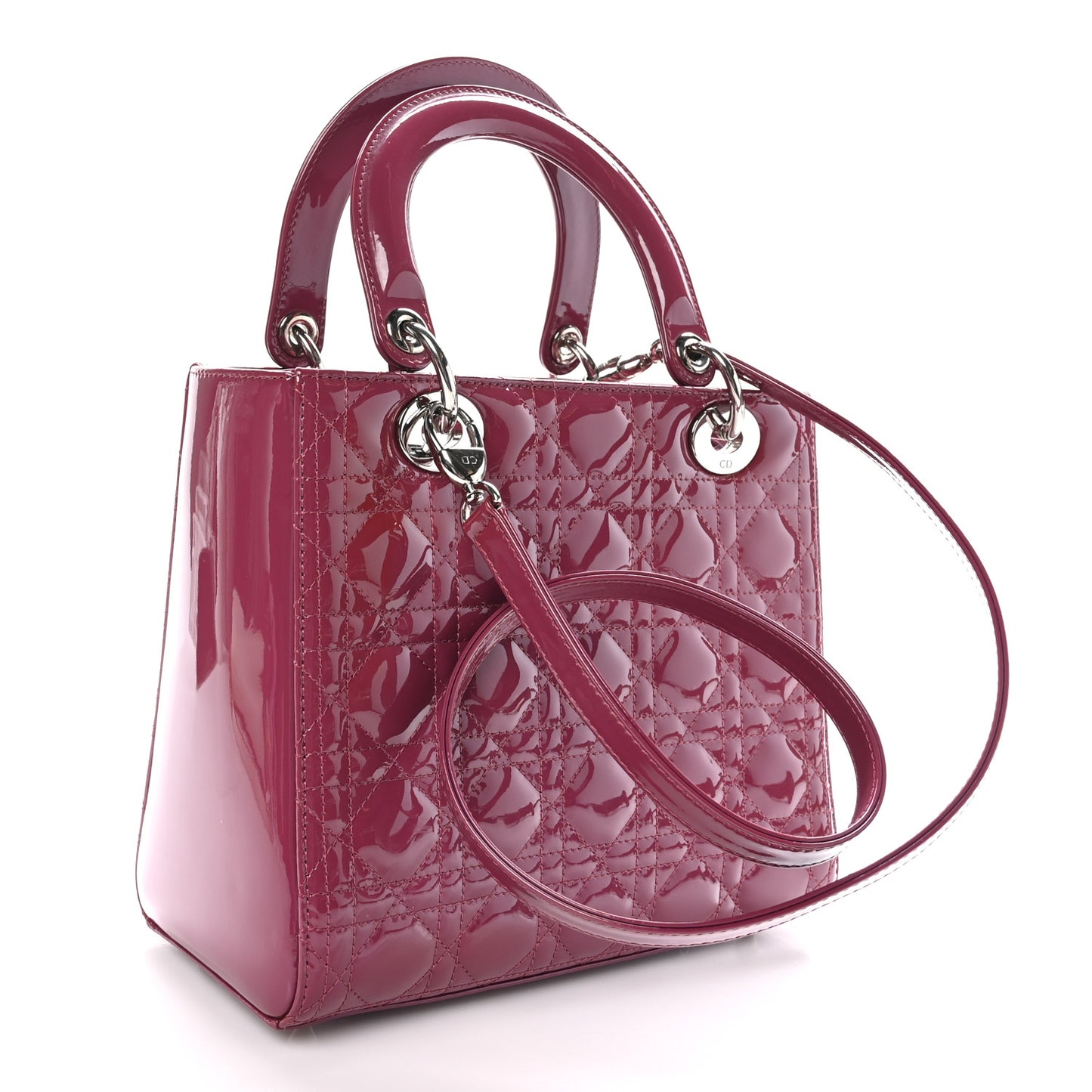Patent Cannage Medium Lady Dior Dark Pink