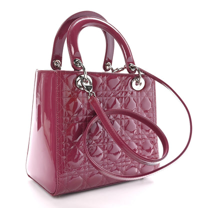 Christian Dior Patent Cannage Medium Lady Dior Dark Pink 3 of 10