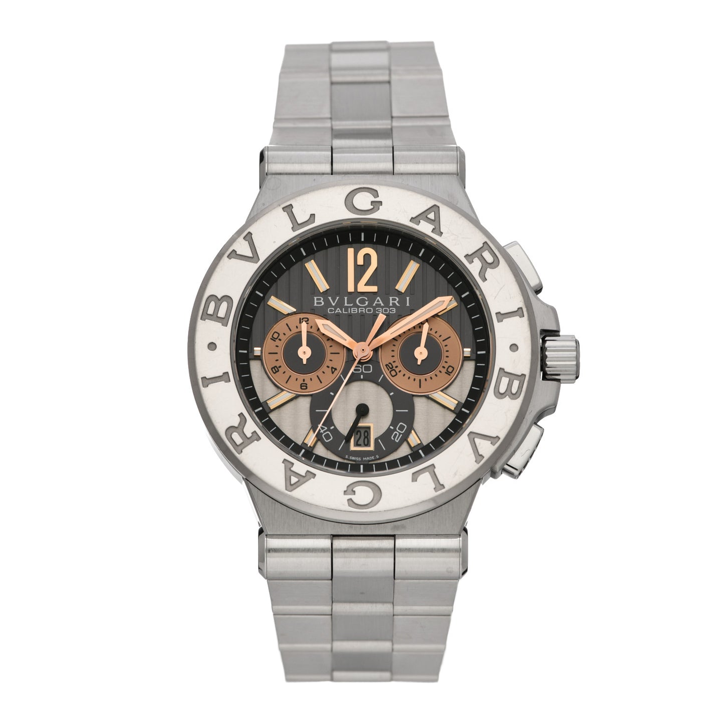 Stainless Steel 18K White Gold 42mm Diagono Chronograph Automatic Watch