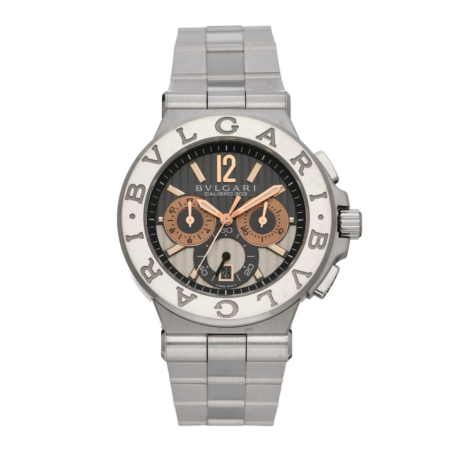 Bulgari Stainless Steel 18K White Gold 42mm Diagono Chronograph Automatic Watch 1 of 5