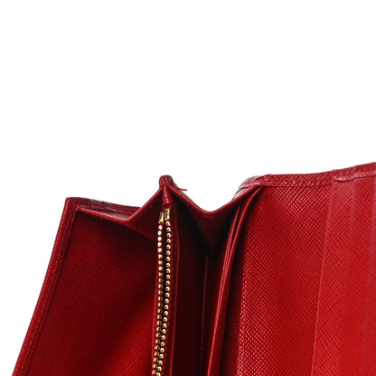 Prada Saffiano Bi-Color Metal Continental Flap Wallet Fuoco Papaya 12 of 17