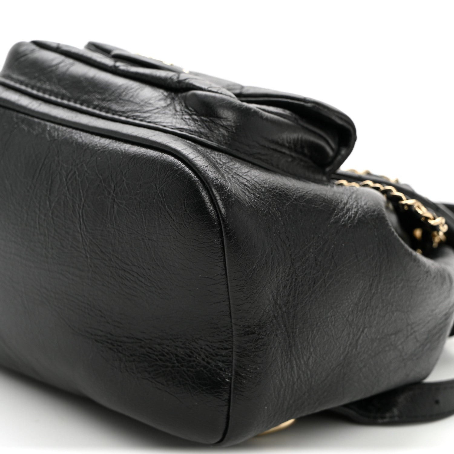 Chanel Glazed Aged Calfskin Quilted Small Duma Drawstring Backpack Black 10 of 10