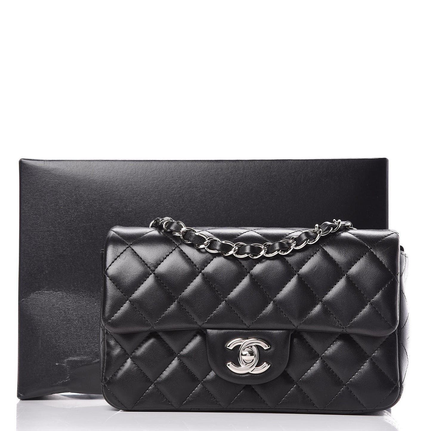 Lambskin Quilted Mini Rectangular Flap Black