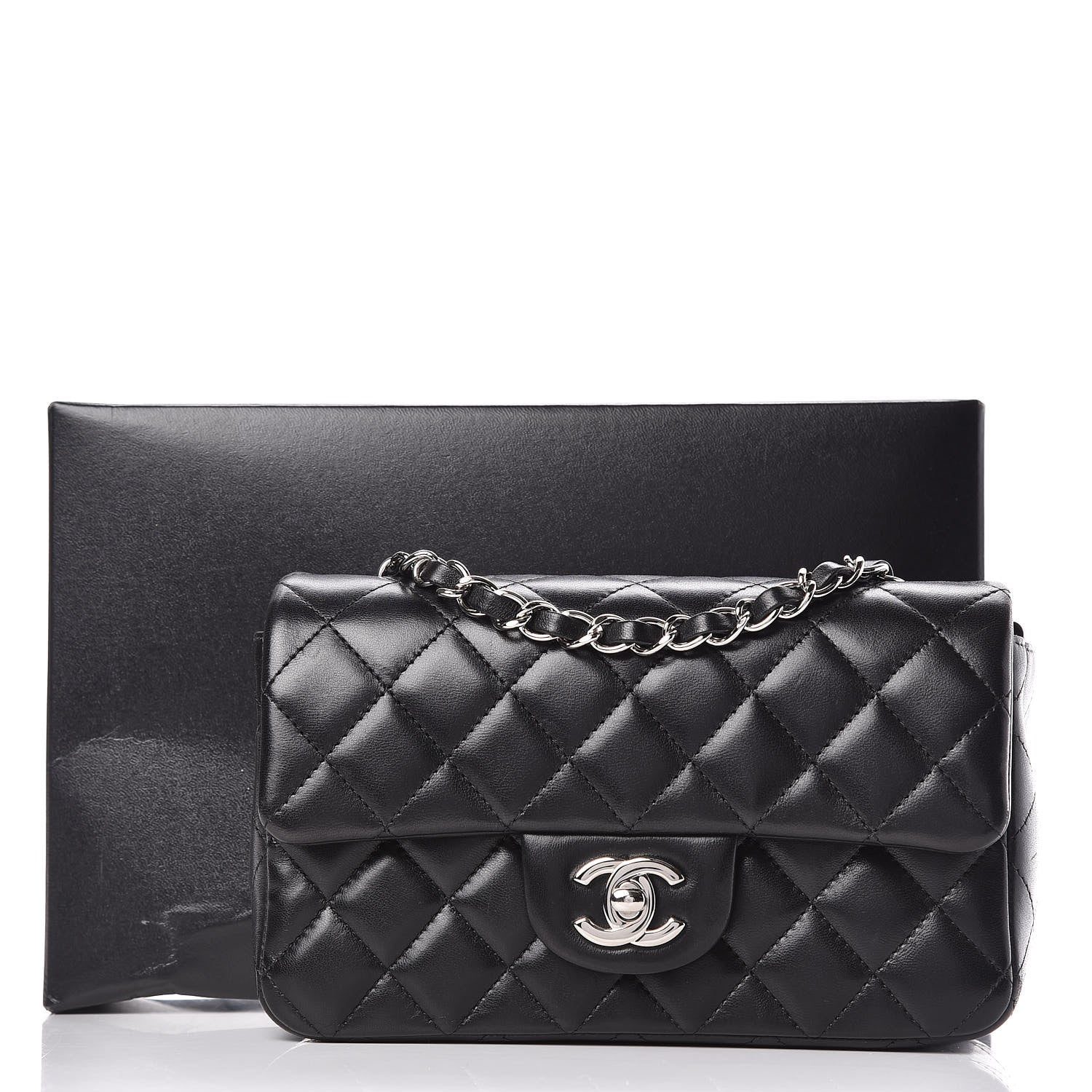 Chanel Lambskin Quilted Mini Rectangular Flap Black 13 of 13
