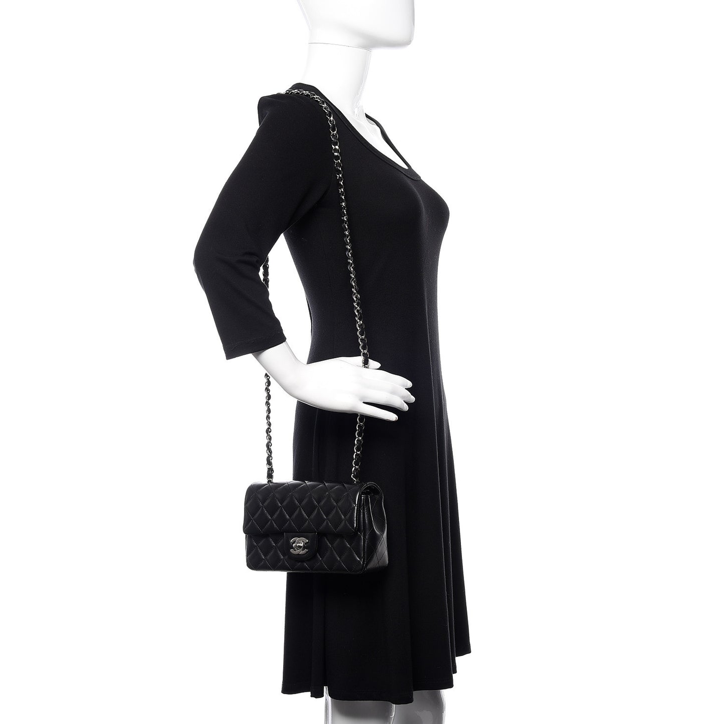 Lambskin Quilted Mini Rectangular Flap Black