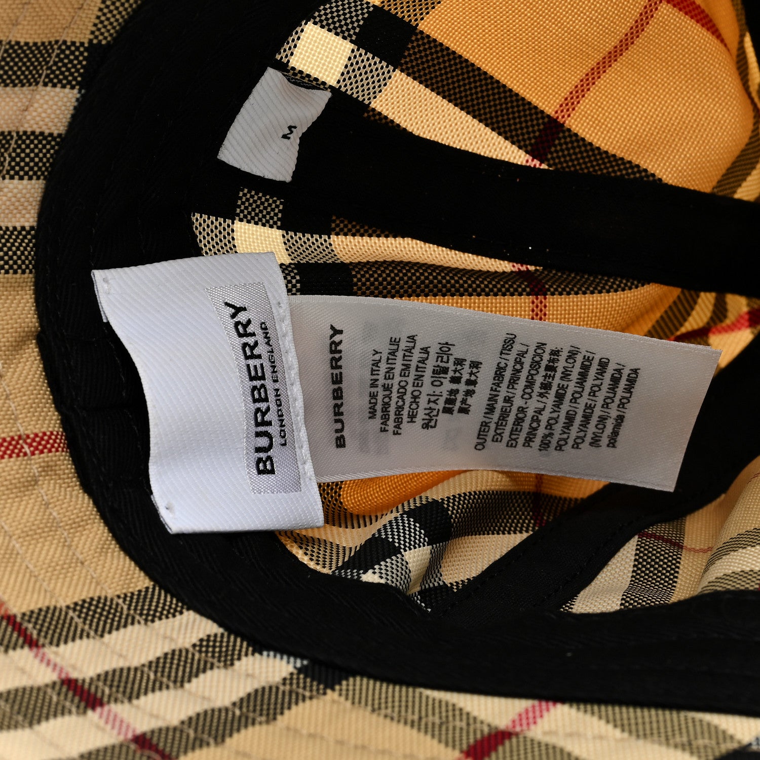 Burberry Nylon Vintage Check Bucket Hat M Archive Beige 7 of 7