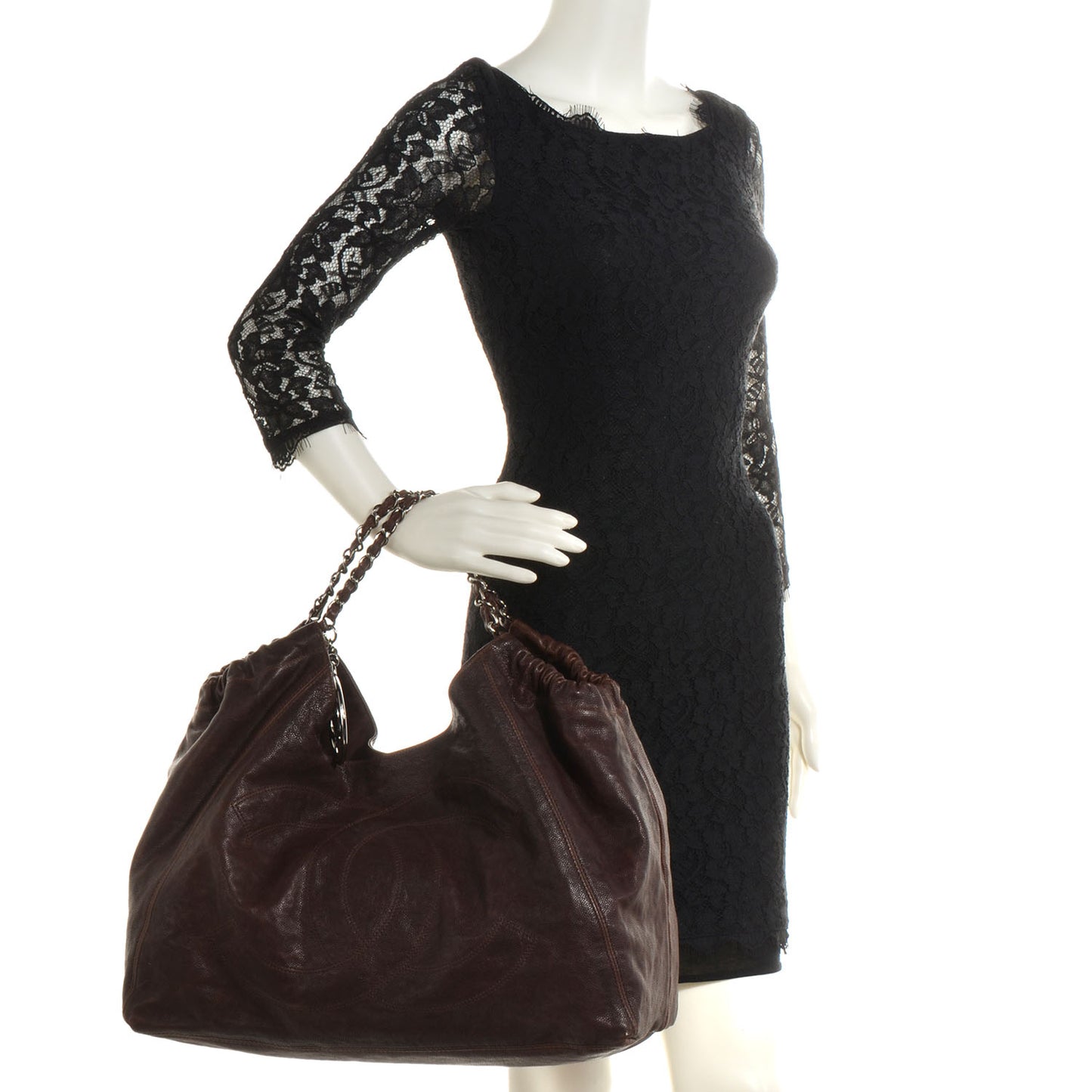 Distressed Caviar XL Coco Cabas Brown