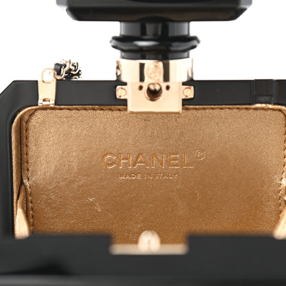 Chanel Plexiglass Perfume Bottle Clutch Black Gold 5 of 13