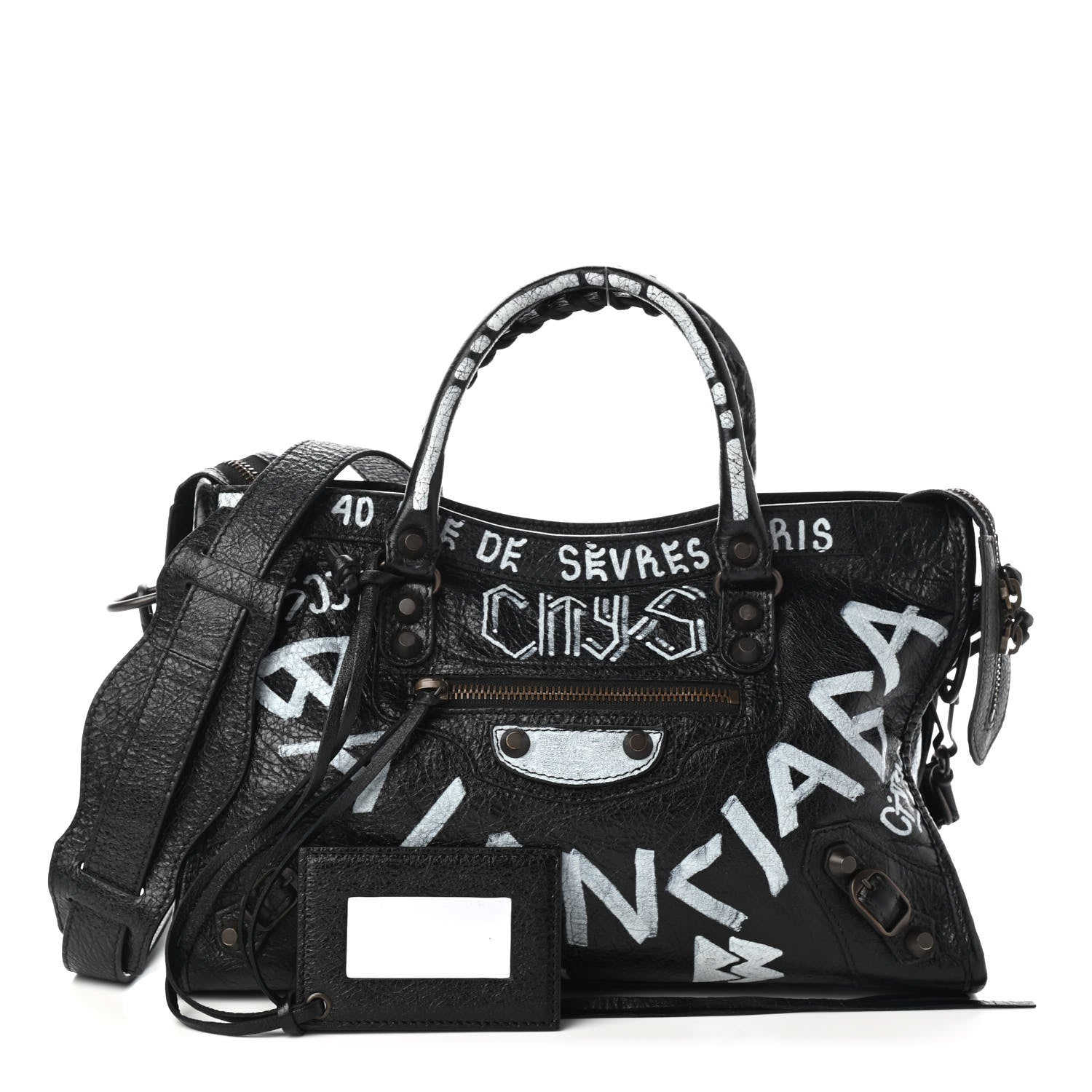 Balenciaga Agneau Classic Hardware Graffiti All Over S City Black 1 of 10