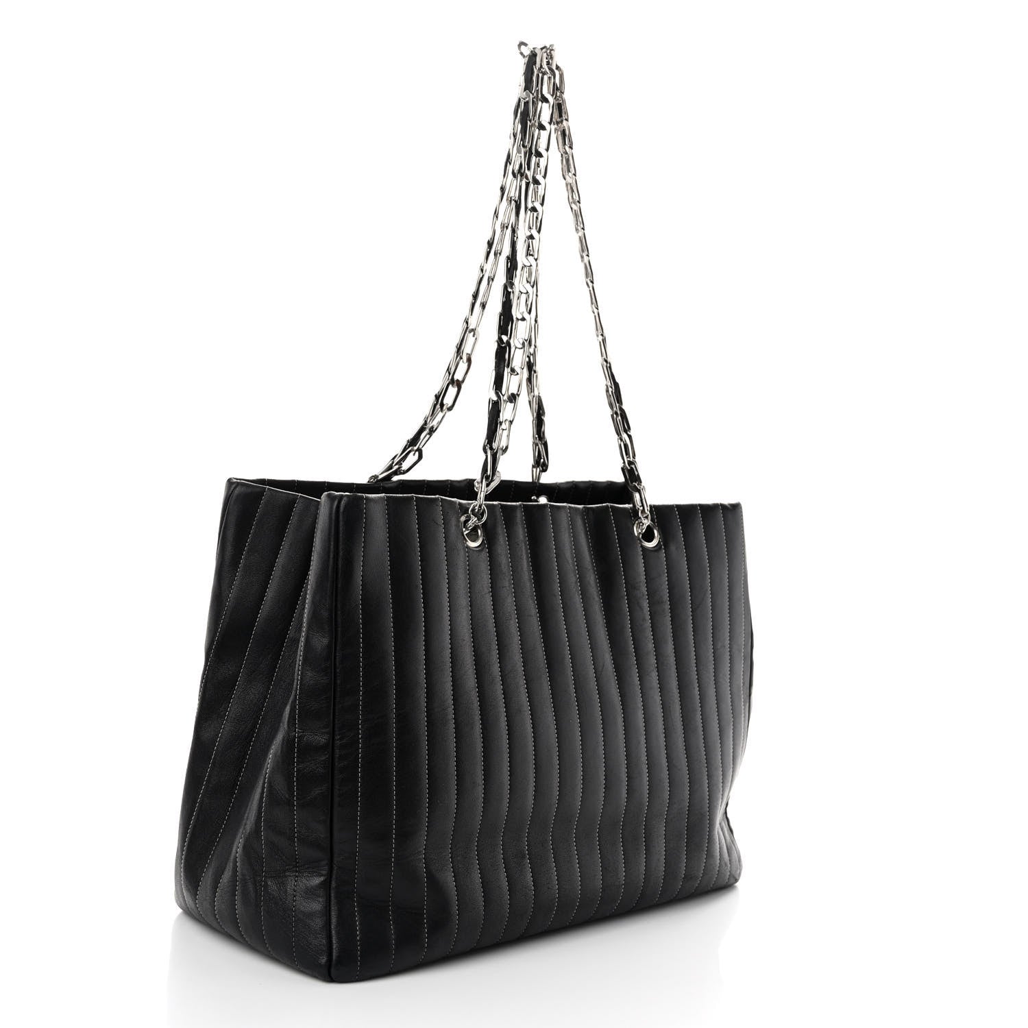 Chanel Lambskin Vertical Quilted Large Mademoiselle Tote Black 3 of 10