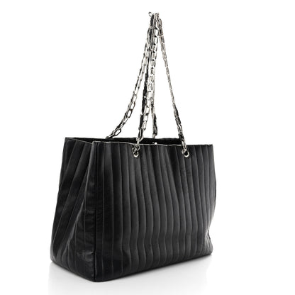 Chanel Lambskin Vertical Quilted Large Mademoiselle Tote Black 3 of 10