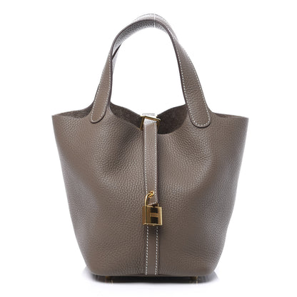 Hermes Taurillon Clemence Picotin Lock 18 PM Etoupe 1 of 10