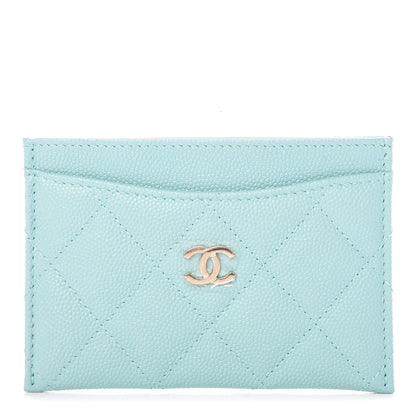 Chanel Caviar Quilted Card Holder Light Blue 1 of 9
