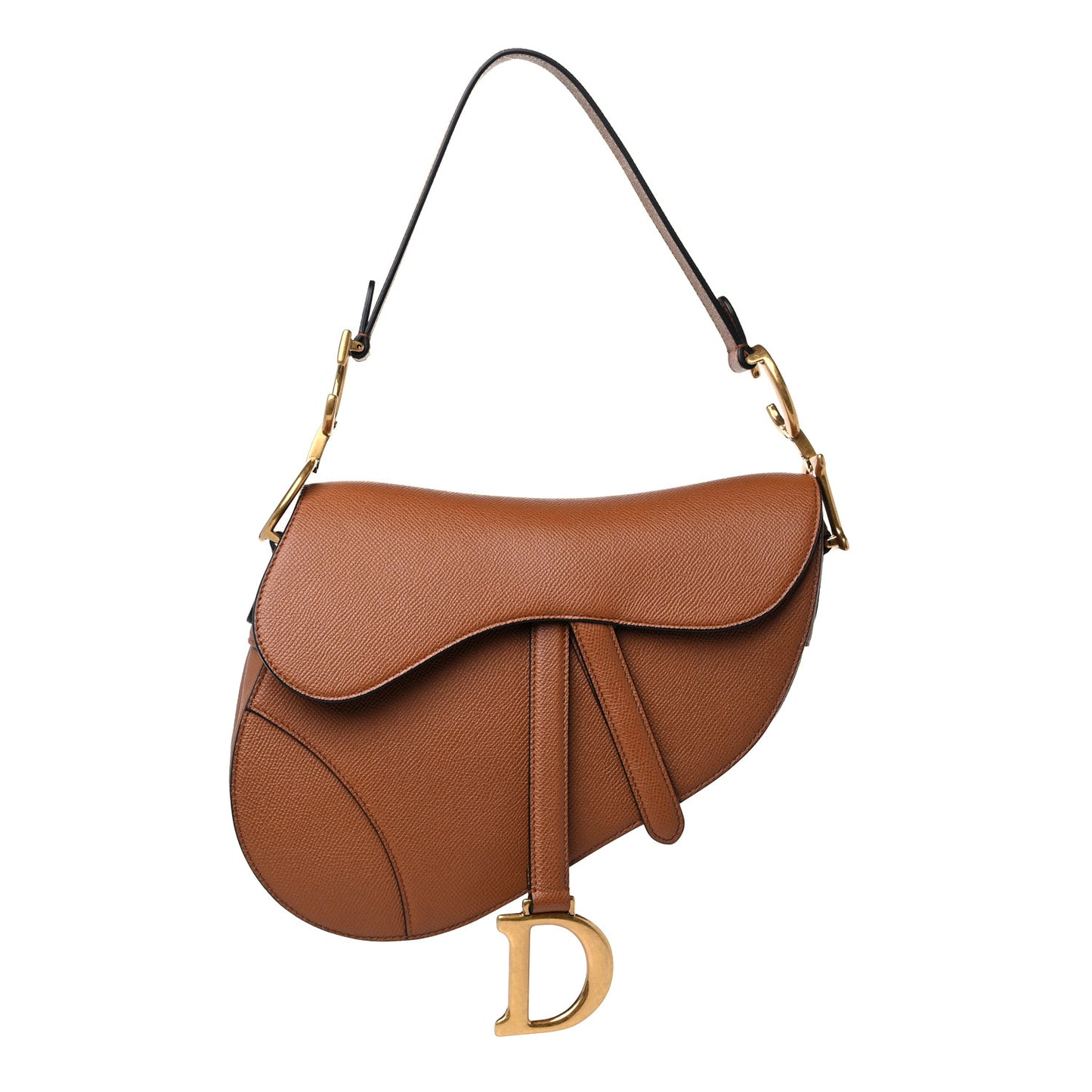 Grained Calfskin Saddle Bag Camello