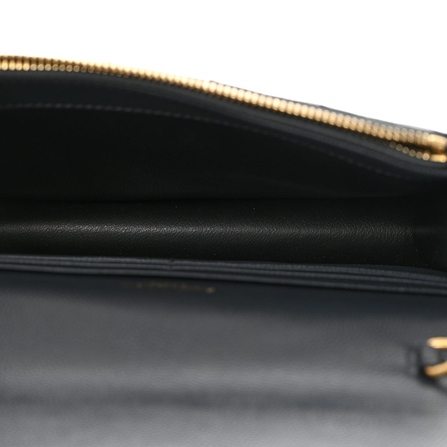 Grain De Poudre Matelasse Chevron Monogram Envelope Chain Wallet Dark Smog